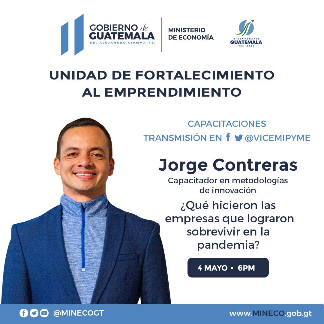Les invitamos a nuestra charla "Qué hicieron las empresas que lograron sobrevivir en la pandemia? mañana martes 4 a las 6 pm, en la pagina del  Viceministerio de Desarrollo de la Micro, Pequeña y Mediana Empresa <a href="/VICEMIPYME/">VICEMIPYME</a> , anotarse en: bit.ly/Emprendimiento…  #innovacion