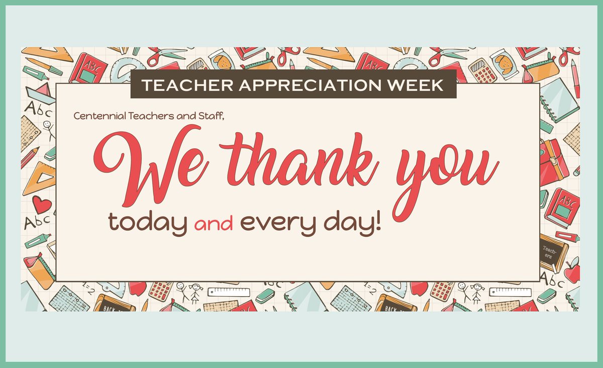 THANK YOU! THANK YOU! THANK YOU!
Happy Teacher Appreciation Week!  You are a true SuperHero and we're so proud you are part of the Centennial family!

#ThankaTeacher #PlanoISDThanksTeachers