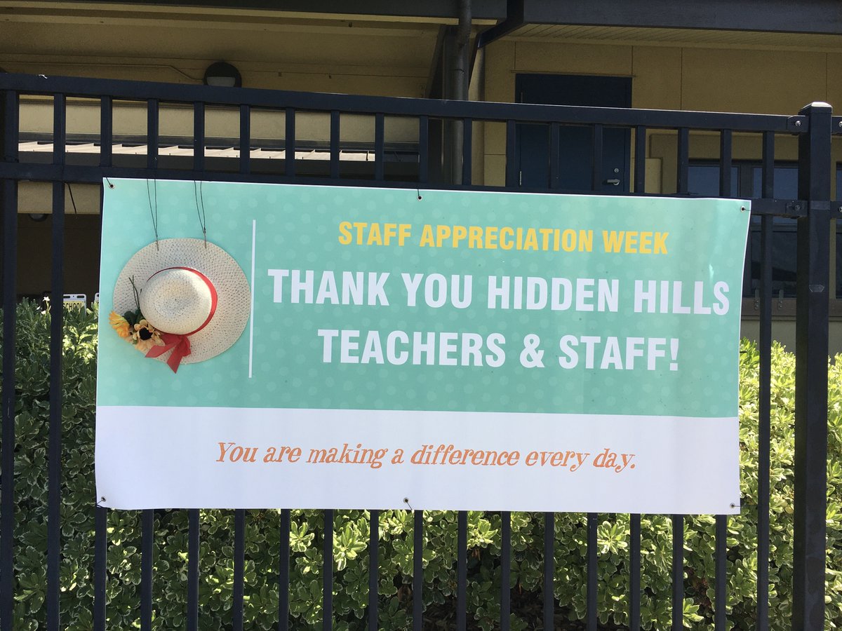 This morning we arrived to see that our PTA was busy over the weekend, decorating for Staff Appreciation Week!  What a great way to start a Monday!  THANK YOU SO MUCH!  

Thank you also to our entire HH staff!  I am so grateful to work with such a talented group of educators!