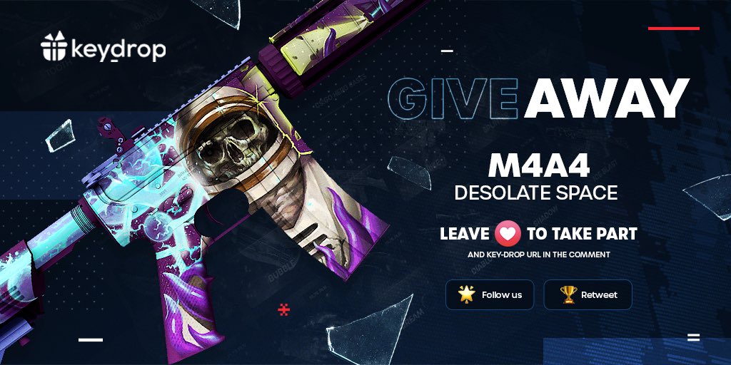keydropcom's tweet image. Giveaway on M4A4 | Desolate Space!🎁

👊 Just leave ❤️ under the post!
🌟 Follow us!
🏆 Retweet!
 
⏰ Wait 24 hours!

#freeskins #csgoskinsgiveaway #csgoskinsfree #giveaway #airdrop #csgocases #csgocase #csgocommunity #csgoesport #skins #csgoskins #keydrop #keydropcom #csgo