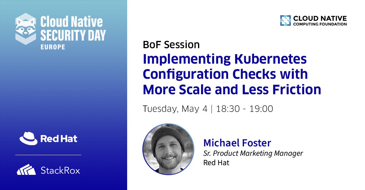 stackrox's tweet photo. Don't miss this session at tomorrow's cloud native security day! Check out the full schedule and register here: https://t.co/cIFDw6YwT0 @CloudNativeFdn @RedHatEvents #cnsecurityday https://t.co/HHwyLe2ilL