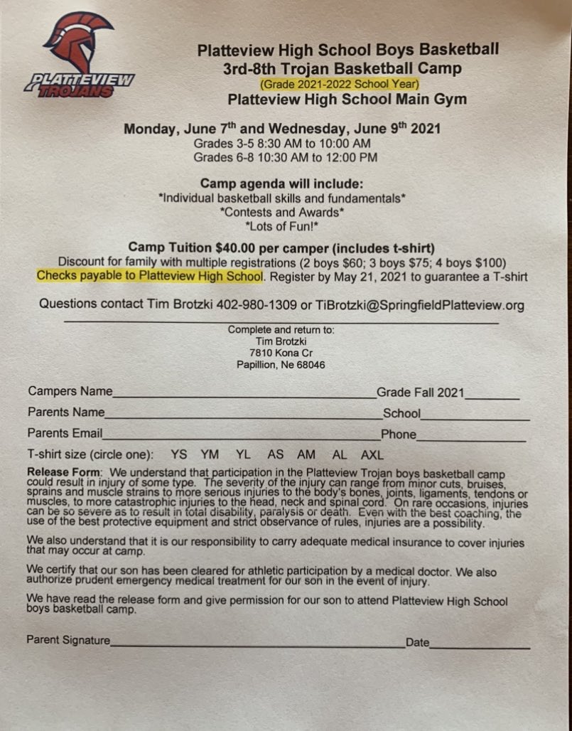 Platteview_BBB's tweet image. *2021 Youth Summer Basketball Camp*

*Mon June 7th and Wed June 9th*

Questions contact Coach Brotzki @ TiBrotzki@SpringfieldPlatteview.org
🏀🏀🏀🏀🏀🏀🏀🏀🏀🏀🏀
@Platteview_HS  @WE_Wildcats 
@SE_Tigers 
@platteviewcent 
@SpringfieldPV