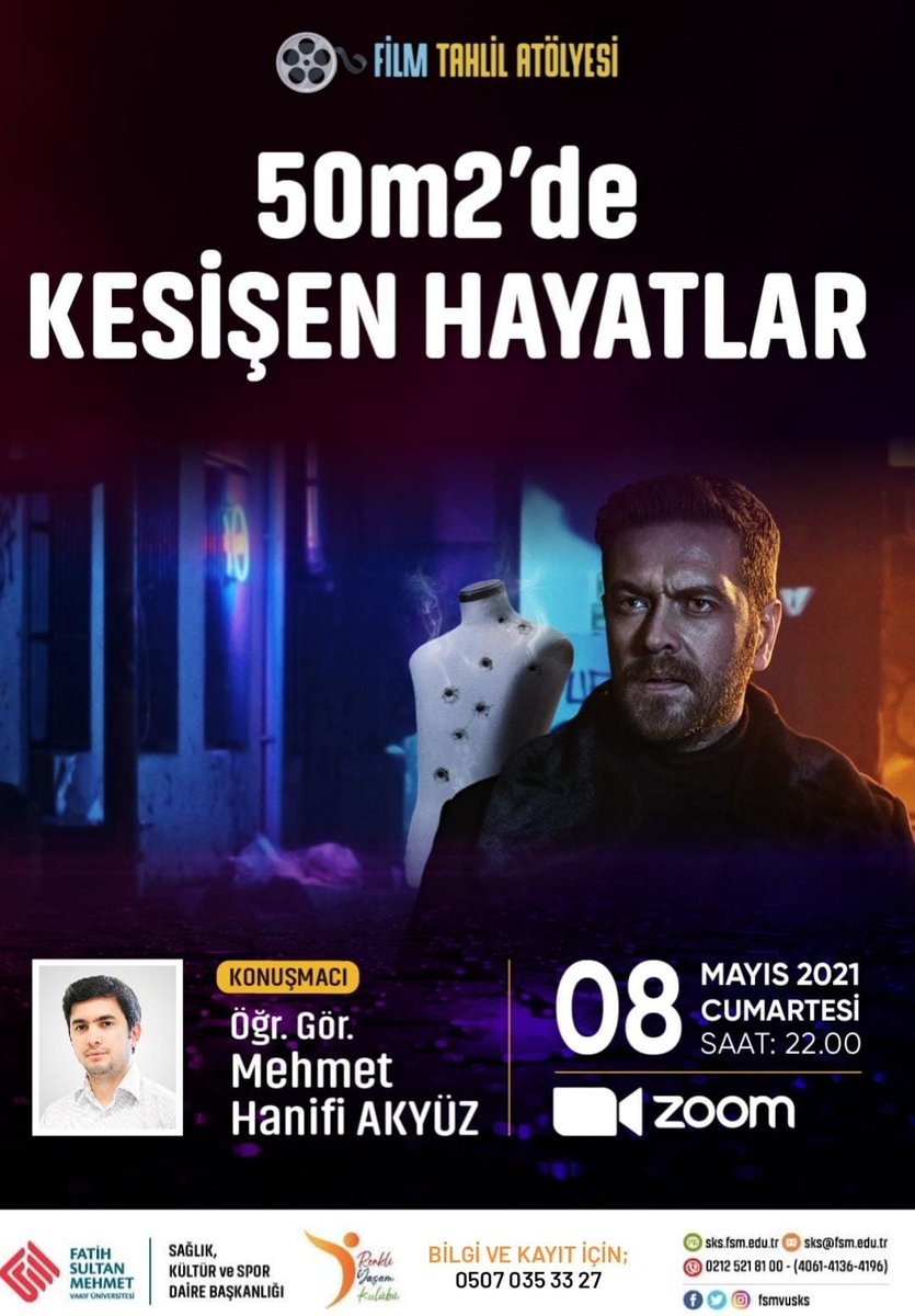 Film Tahlil Atölyemizde "50m2" dizisini inceleyip burada kesişen hayatlara yakından göz atacağız.🥰
📍Konuşmacı: Mehmet Hanifi Akyüz
🗓 8 Mayıs Cumartesi
⏰ Saat: 22.00
Bilgi ve kayıt için afişteki numarayla irtibata geçmeniz gerekmektedir.