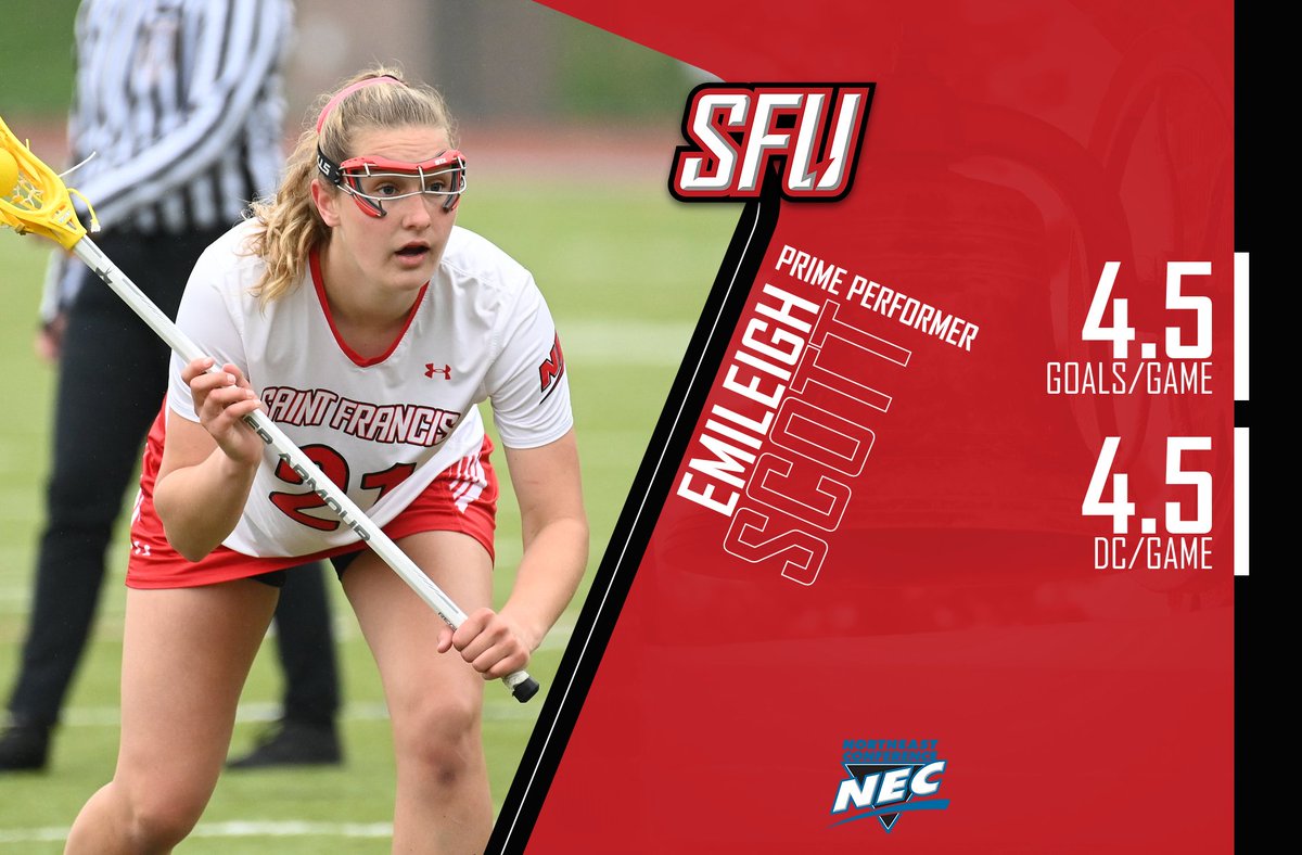 🏅 Congrats to Emileigh Scott on earning <a href="/necwlax/">NEC Women's Lacrosse</a> Prime Performer honors in our final week of the season!

➡️ bit.ly/3eOK0NU

🔴⚡️