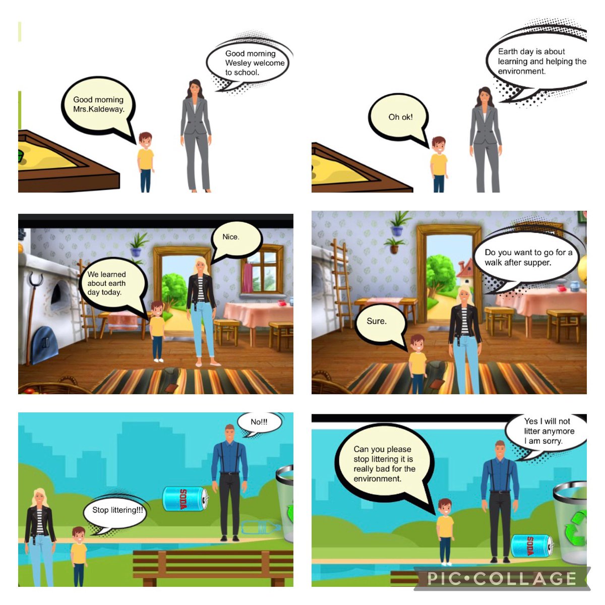 KaldewaySam's tweet photo. Love these comics that students created about Earth Day using Google Slides! We are learning new skills everyday 🌎💻 https://t.co/fVe7ZQF8sm