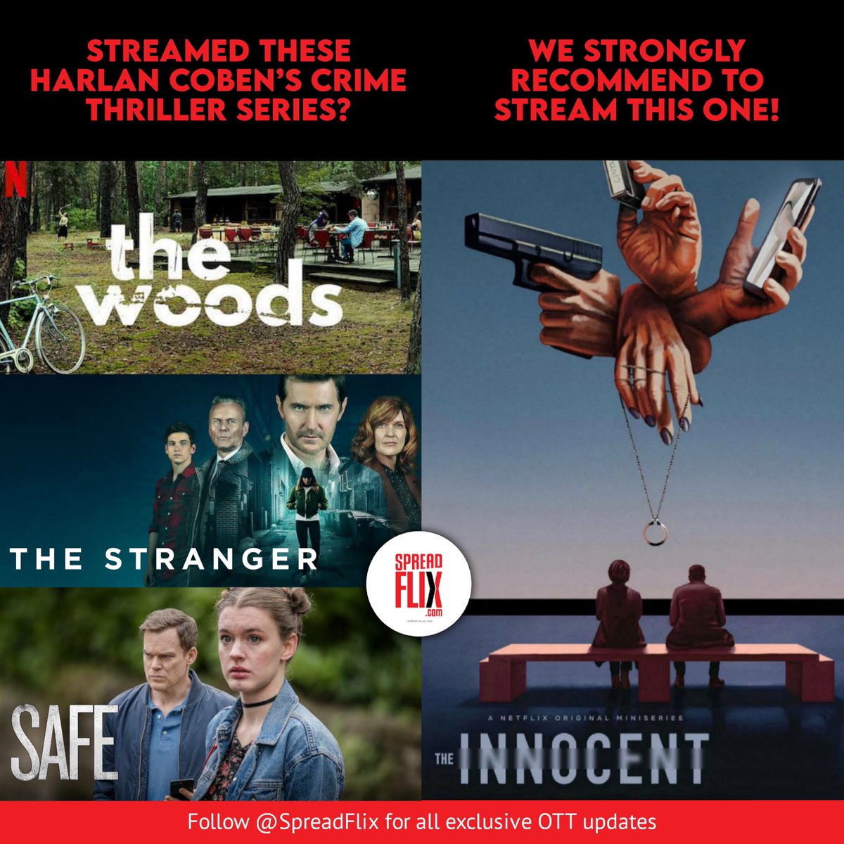 spreadflix's tweet photo. Stream the #TheInnocent if you have already streamed #thewoods #thestranger & #safenetflix | #TheInnocent is a LIMITED SERIES! https://t.co/tifP0ntEKC