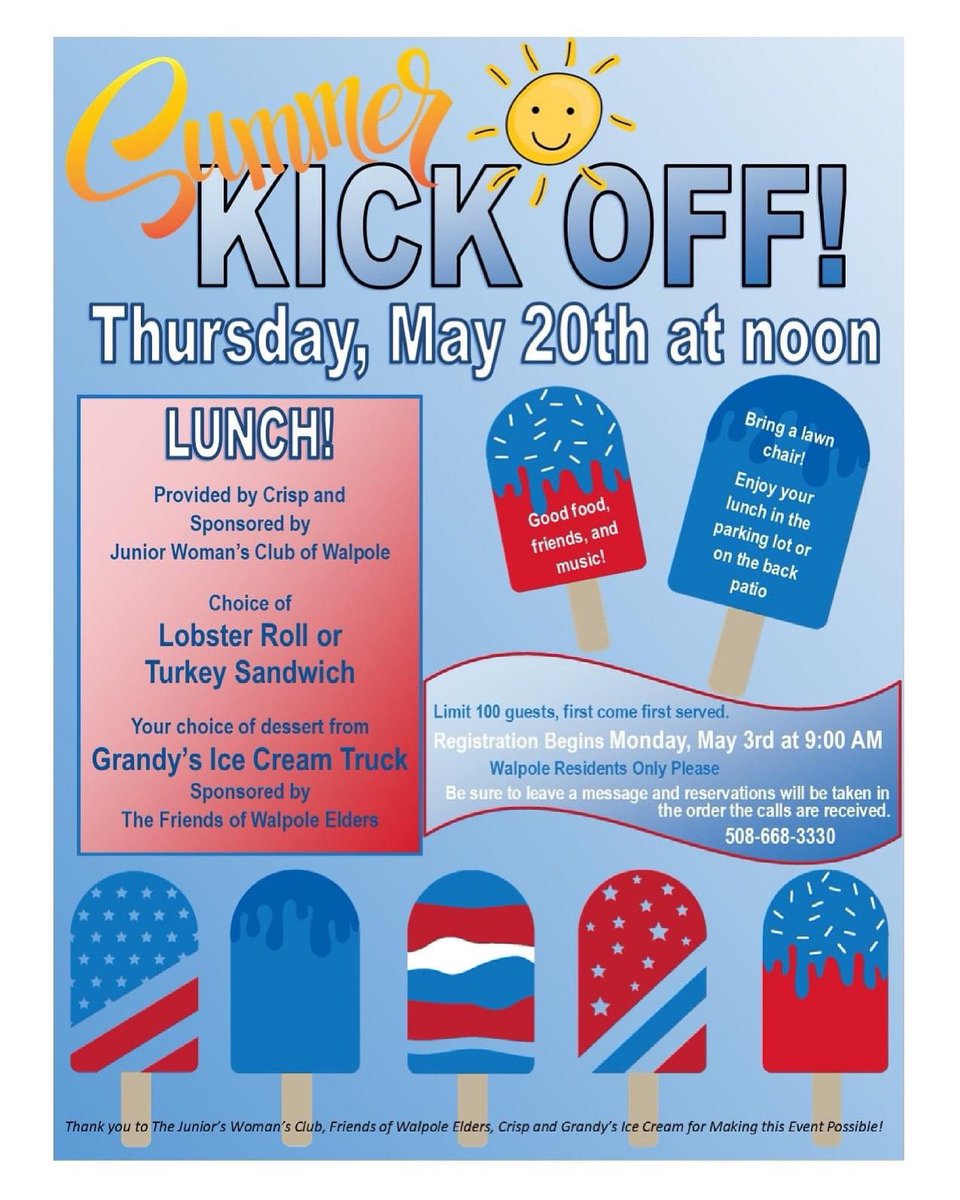 jwcw_walpole's tweet image. Registration now open! ☀️ #walpoleseniorcenter #walpolema @CrispWalpole