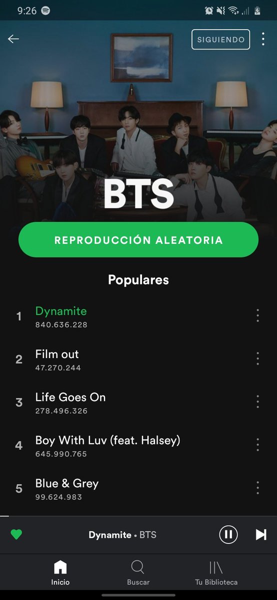 Mariana08417595's tweet photo. 🤯Que emoción han subido las reproducciones en Spotify tenemos que tener ese premio para #BTS #BTS_Butter #BTSARMY sigamos reproduciendo Ya Falta Poco 💜 #dynamitestreamparty #2ndTasteOfButter #Dynamite https://t.co/YM438Uu0Hb