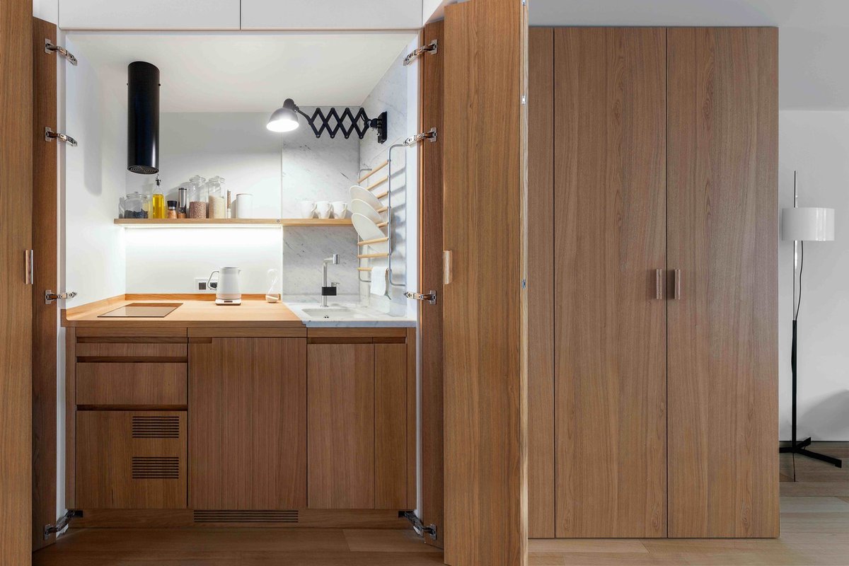 ArchDaily's tweet image. In our recent article, we explored how small spaces have forced architects to design compact, concealable kitchens that can quickly and easily be shuttered out of view. What is your go-to technique to design a hidden kitchen?