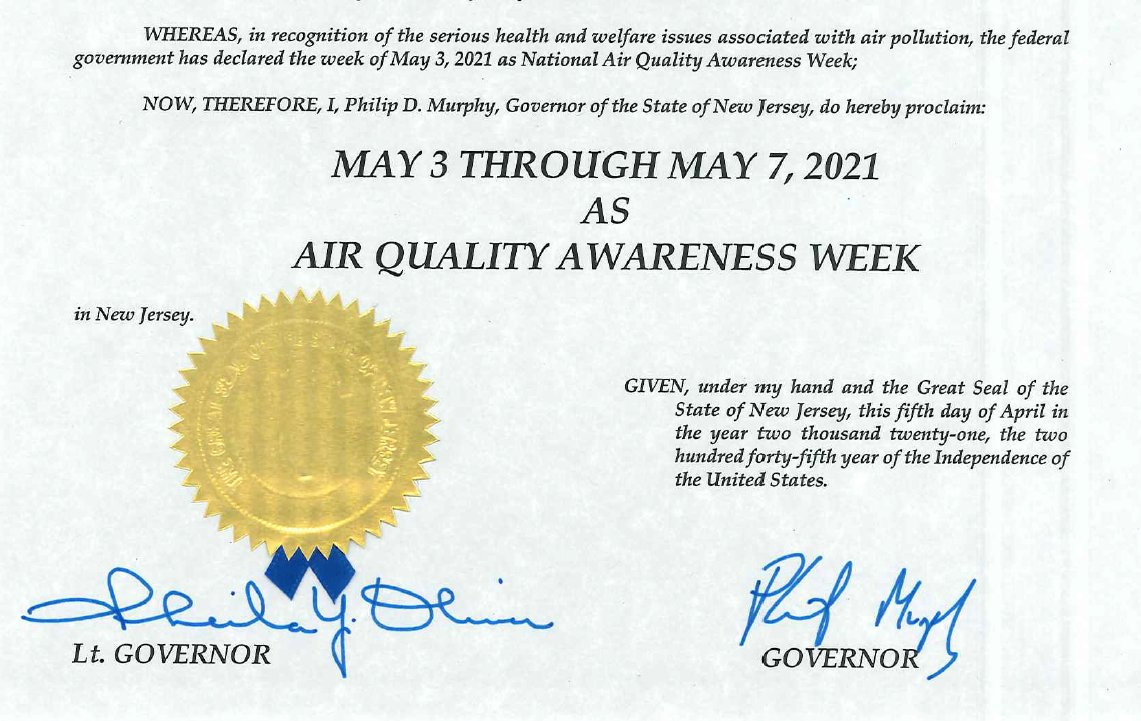 .<a href="/GovMurphy/">Governor Phil Murphy</a> proclaims May 3-7 is Air Quality Awareness Week!

Each day this week, NJDEP will highlight actions New Jersey residents can take to make the air we breathe cleaner and healthier.

🌎Follow along here: facebook.com/NJDEPAQES

🌎 For more info: nj.gov/dep/aqaweek/