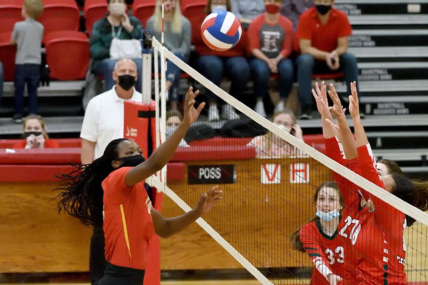 Charleston senior Katarina Blase (pictured) and sophomore Makenzie Pamperin were named to the all-Apollo Conference volleyball team, which was released today. Senior libero Hannah Buescher was selected to the second team.