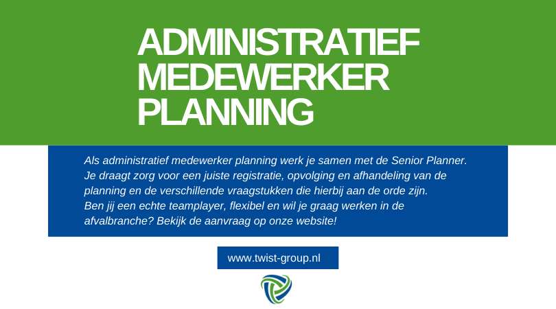 Voor een van onze opdrachtgevers in regio Zuid-Holland zijn wij op zoek naar een administratief medewerker planning.

➡️ lnkd.in/eD_wHjH

#twistgroup #team #consultancy #advies #interim #afval #milieu #duurzaam #waste #circulair #aanvraag #planner #planning