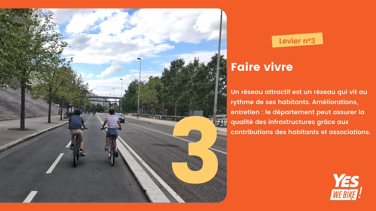 VeloIdF's tweet photo. #Levier3 : Faire vivre
Un réseau cyclable, comme un réseau routier, doit être praticable à toute heure et en toute saison !
✅Permettre aux citoyens de faire remonter les besoins d'entretien
✅Créer un comité vélo avec les assos 🚲 pour prise en compte des besoins des usagers. https://t.co/udj5Nhibn9