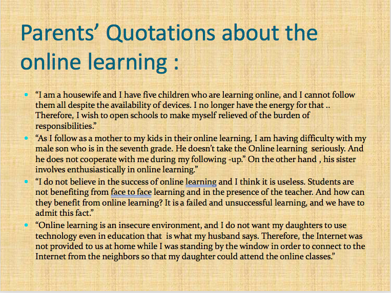 hgse_mepli's tweet photo. Today's presentations about supporting families around online learning included quotations from parents and caregivers.  As an educator or a parent, which of these are most familiar to you?  How can we, as educators, respond to these valid concerns from families? https://t.co/xvs6PJdte3