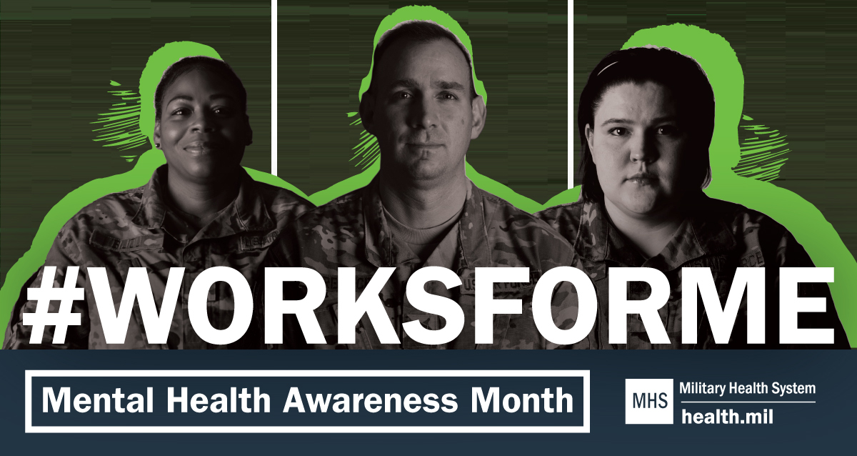 DoD_DHA's tweet image. 🧠 Your #MentalHealth matters! It’s just as important as your physical fitness. Follow along this month as we raise awareness for mental health during #MentalHealthMonth.

health.mil/MentalHealth
#ItWorksForMe