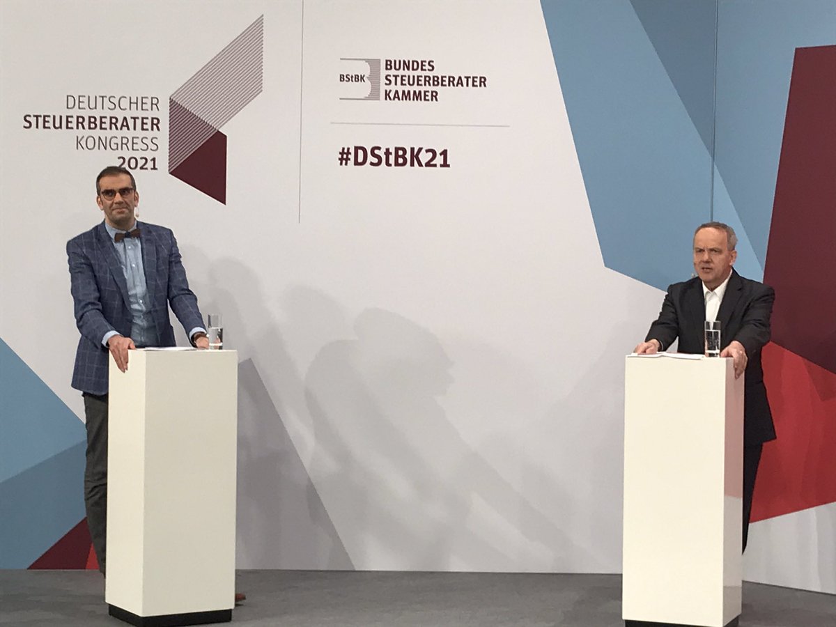BStBKaktuell's tweet photo. Die #Betriebsprüfung muss dringend modernisiert werden. BStBK-Präsidiumsmitglied Dirk Rose diskutiert mit MR Dr. Thomas Eisgruber @BMF_Bund das von der #BStBK vorgelegte Konzept und die Chancen und Perspektiven dieses Vorhabens. #Bürokratieabbau #DStBK21 https://t.co/pbJvPjarcK