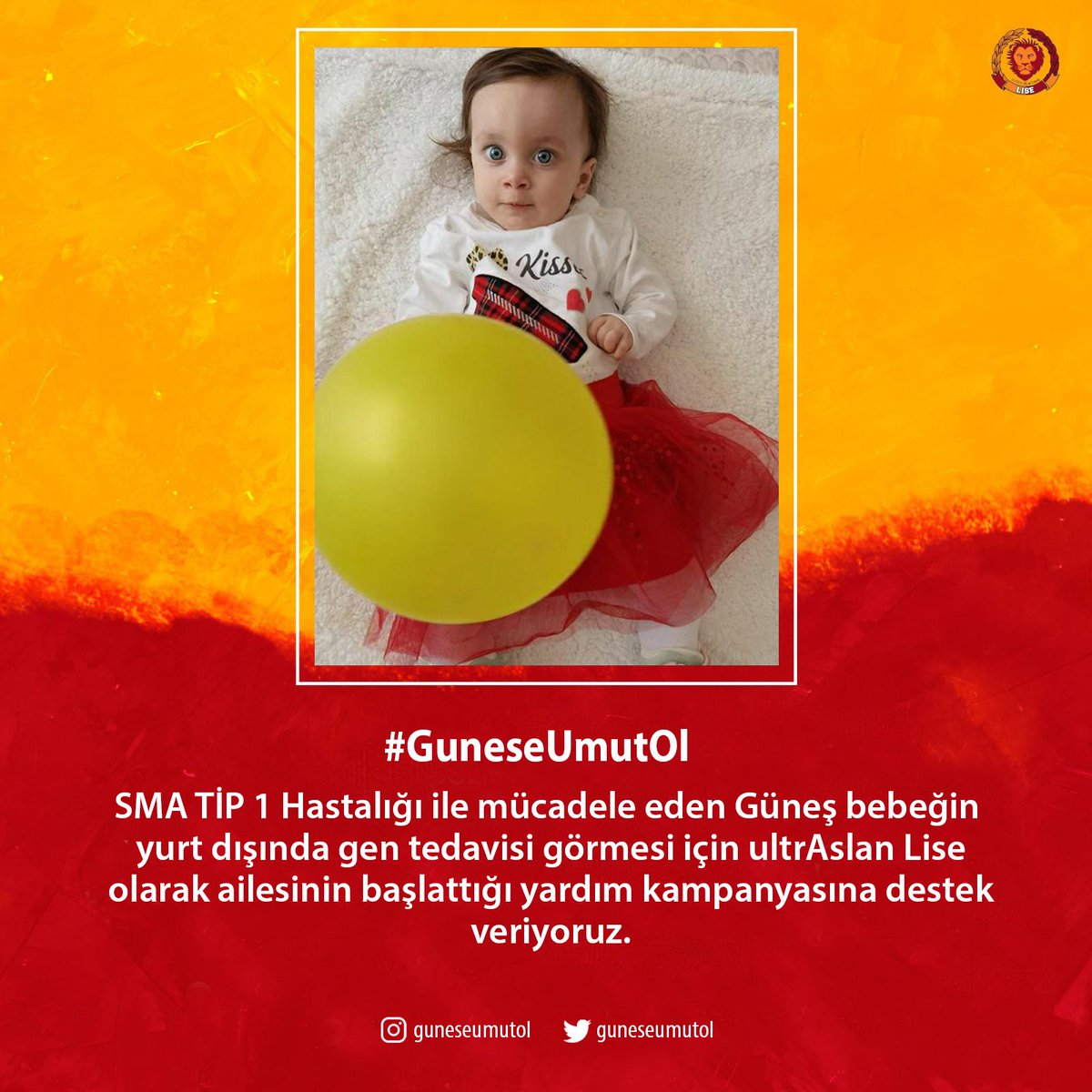 ultrAslan LİSE olarak ailesinin Güneş için başlattığı yardım kampanyasına destek veriyoruz! 
<a href="/guneseumutol/">guneseumutol</a>

#GuneseUmutOl  #ultrAslanLİSE