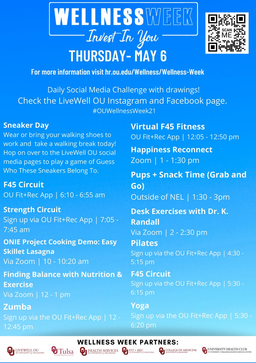 OU Health Services (@goddardhealthou) on Twitter photo Thursday, we are pumped to be with <a href="/LiveWellOU/">LiveWell OU</a> celebrating Employee Wellness Week. We will be in from of the NEL building giving away free healthy snacks, sunscreen, and..... with therapy dogs!!! Thursday, we are pumped to be with <a href="/LiveWellOU/">LiveWell OU</a> celebrating Employee Wellness Week. We will be in from of the NEL building giving away free healthy snacks, sunscreen, and..... with therapy dogs!!!