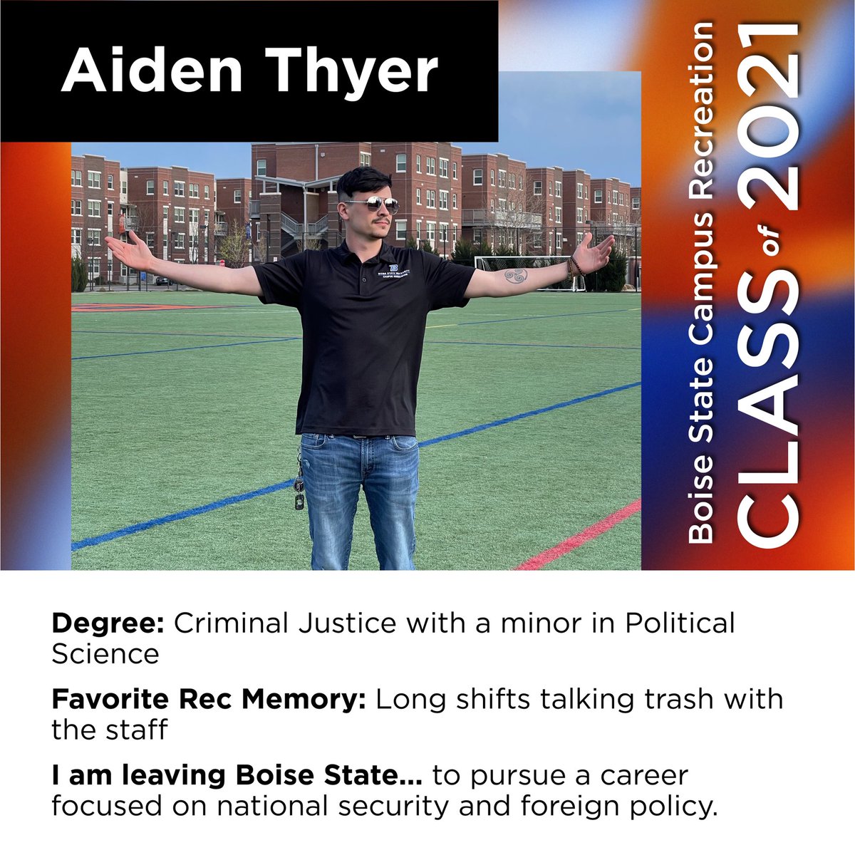 It’s the last week of the semester which means it’s time to celebrate our amazing graduating staff! Today we are highlighting grads from our Communication and Intramural departments -  congrats on your achievements, we are excited to see what great things you accomplish!💙🧡