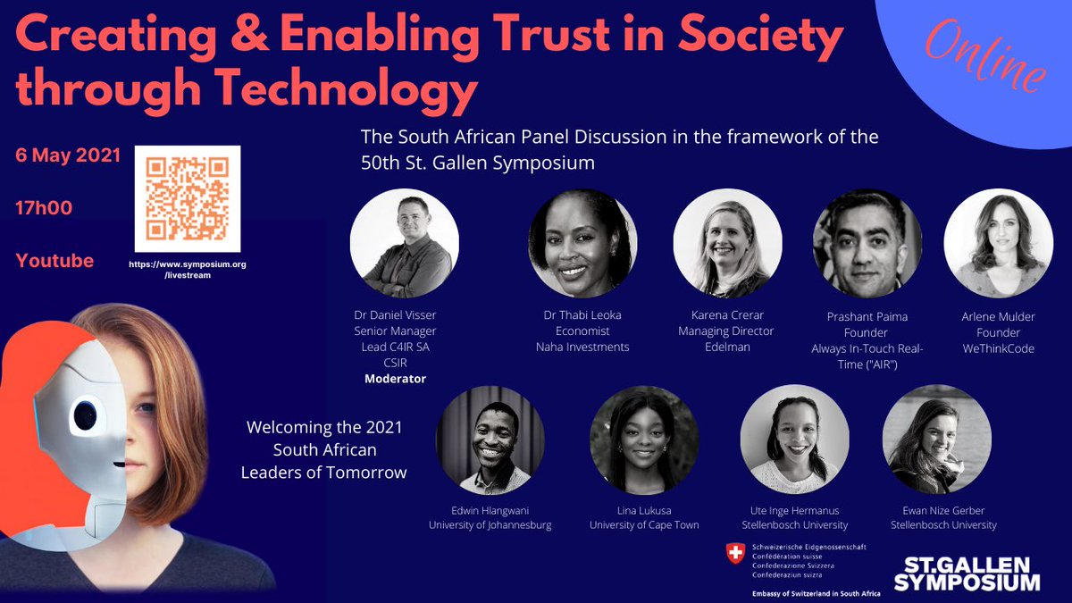Can digital trust replace human trust?

Join us on May 6 for the 🇿🇦 🇨🇭 event at the #50sg <a href="/SG__Symposium/">St. Gallen Symposium</a> live from the #FutureAfrica Campus at <a href="/UPTuks/">University of Pretoria</a>  and discuss with our panelists on how to Create and Enable #Trust in Society through #technology     

m.youtube.com/watch?v=03KnUU…