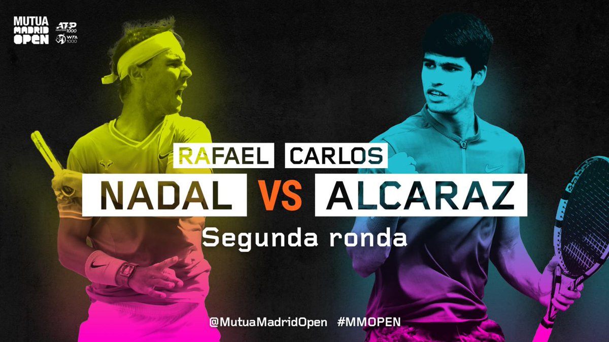 Mañana en <a href="/MutuaMadridOpen/">#MMOPEN</a>
Partidazo!!
🇪🇸 <a href="/RafaelNadal/">Rafa Nadal</a> 🆚 @alcarazcarlos03 🇪🇸