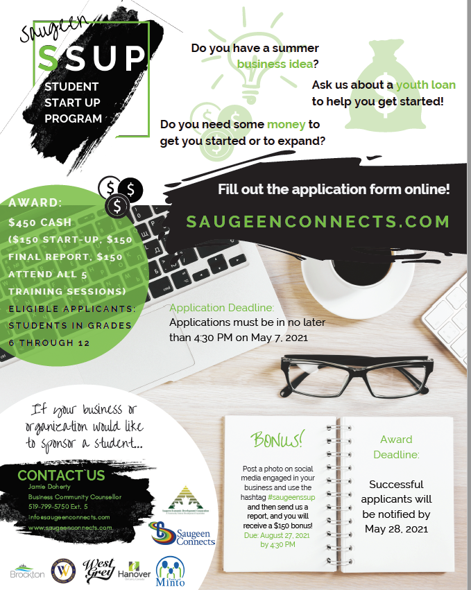 TwpWellNorth's tweet photo. Students in grade 6-12? Want to start up your own business and we will help with upwards to $450. For more information and to apply, visit https://t.co/NJUAbMNNyh or email info@saugeenconnects.com. Deadline to apply is May 7th.  
#YouthEntrepreneurship #summerjob https://t.co/8OFBy1h5o9