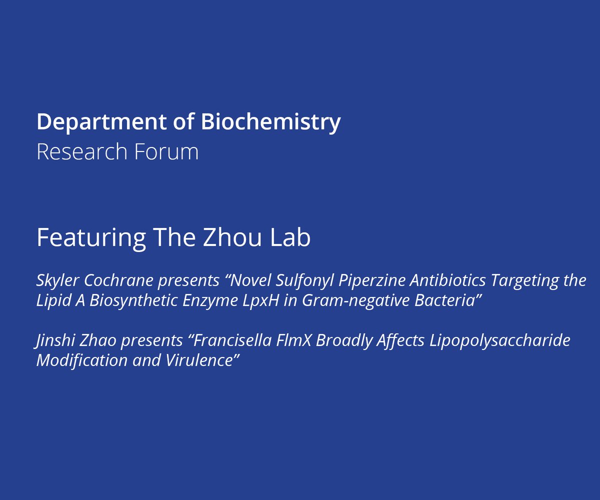 This Friday, 5/7 at 12:00 PM, come hear <a href="/SkylerCochrane1/">Skyler Cochrane</a> and Jinshi Zhao of the Zhou Lab present their research.  Get zoom info:  bit.ly/2XLIrI9