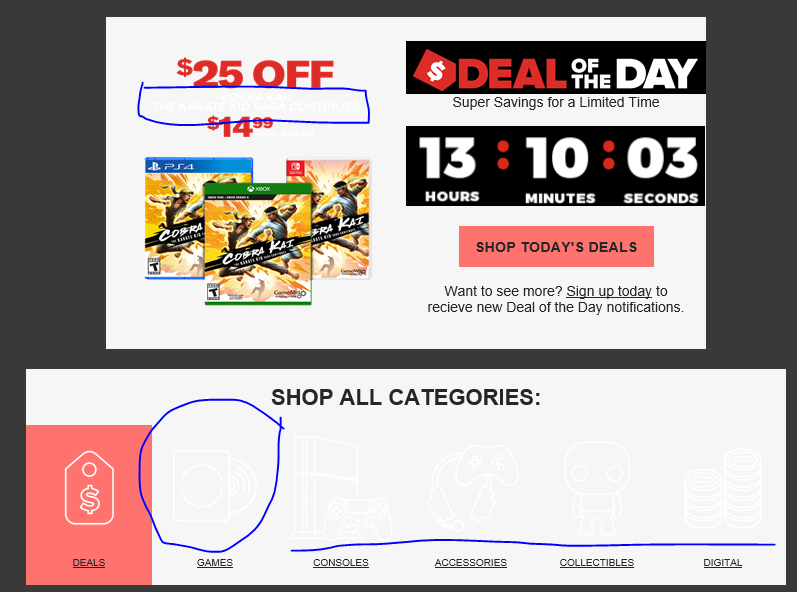 Myurnix's tweet photo. @GameStop Might just be me, but the dark mode email seems to not be working just right.

Keep doing all you do. https://t.co/eBNruAgTwo