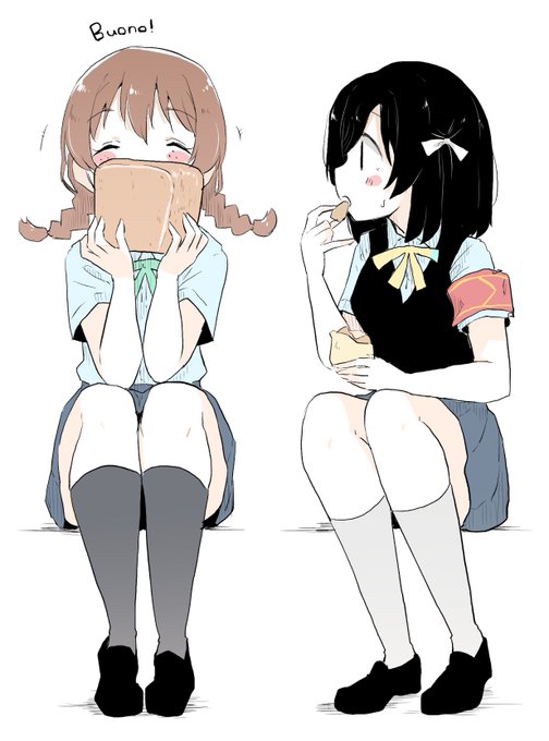 15. 一緒にパンを食べるエマちゃん栞子ちゃん https://t.co/ziC2UxbdIw 