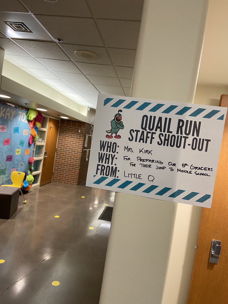 PolkQuailRun's tweet photo. Little Q visited #QuailRun this weekend to share some shout-outs about our amazing staff! Happy Teacher Appreciation Week! @usd497 #commUNITY https://t.co/WMK9kWLM49
