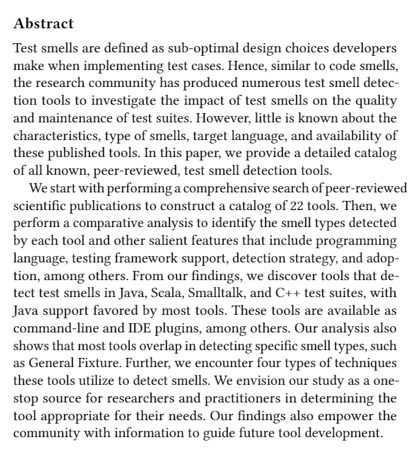 ShehanPeruma's tweet photo. 📢 The preprint for our @ConfEase paper is now available! ✨ Head over to https://t.co/IkNU6Q8cmE to read this, and our other publications around test smells 📚
#EASE2021 #Research #SoftwareEngineering #SoftwareQuality #TestSmells https://t.co/QlbdpINoVU
