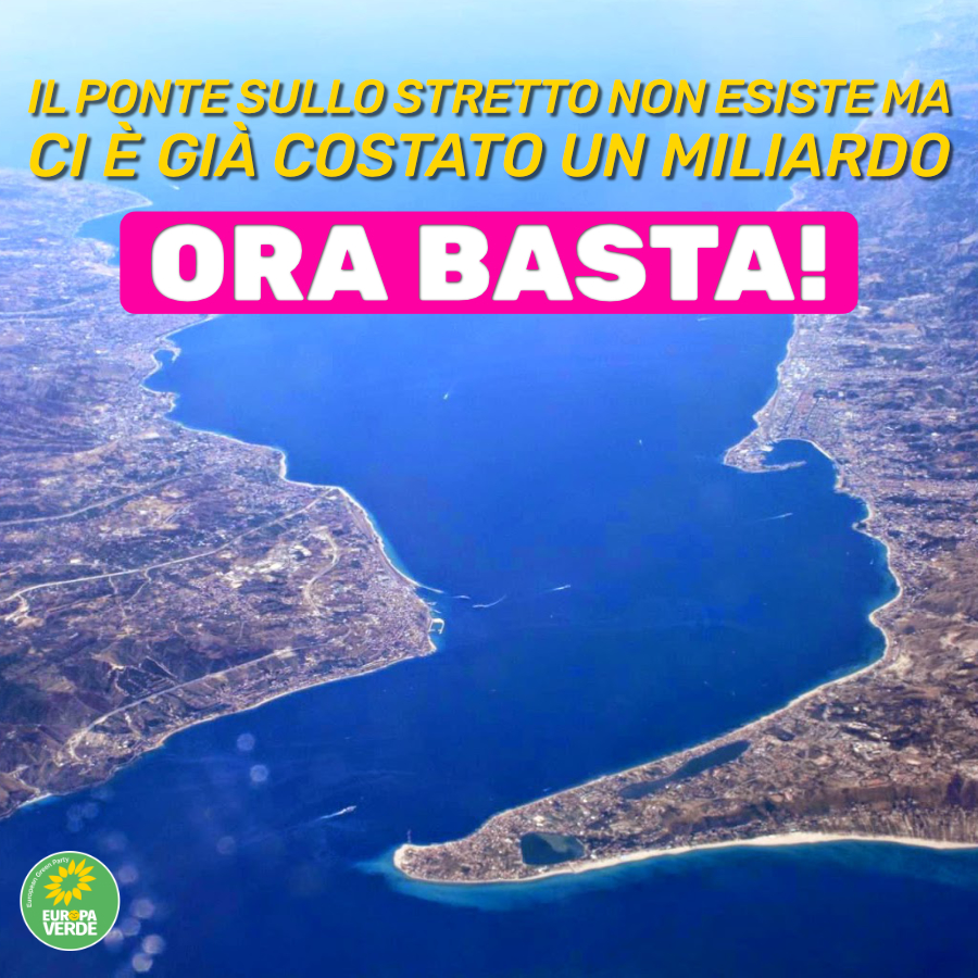 europaverde_it's tweet photo. 🌉Il #PonteStretto non esiste ma è già costato quasi 1 miliardo di euro.
Secondo una relazione del @mims_gov che verrà trasmessa al Parlamento, è realizzabile.
🚆A quale prezzo? Sicilia e Calabria hanno bisogno di treni per i pendolari, acquedotti, depuratori!

@AngeloBonelli1 https://t.co/deLE09ThPS