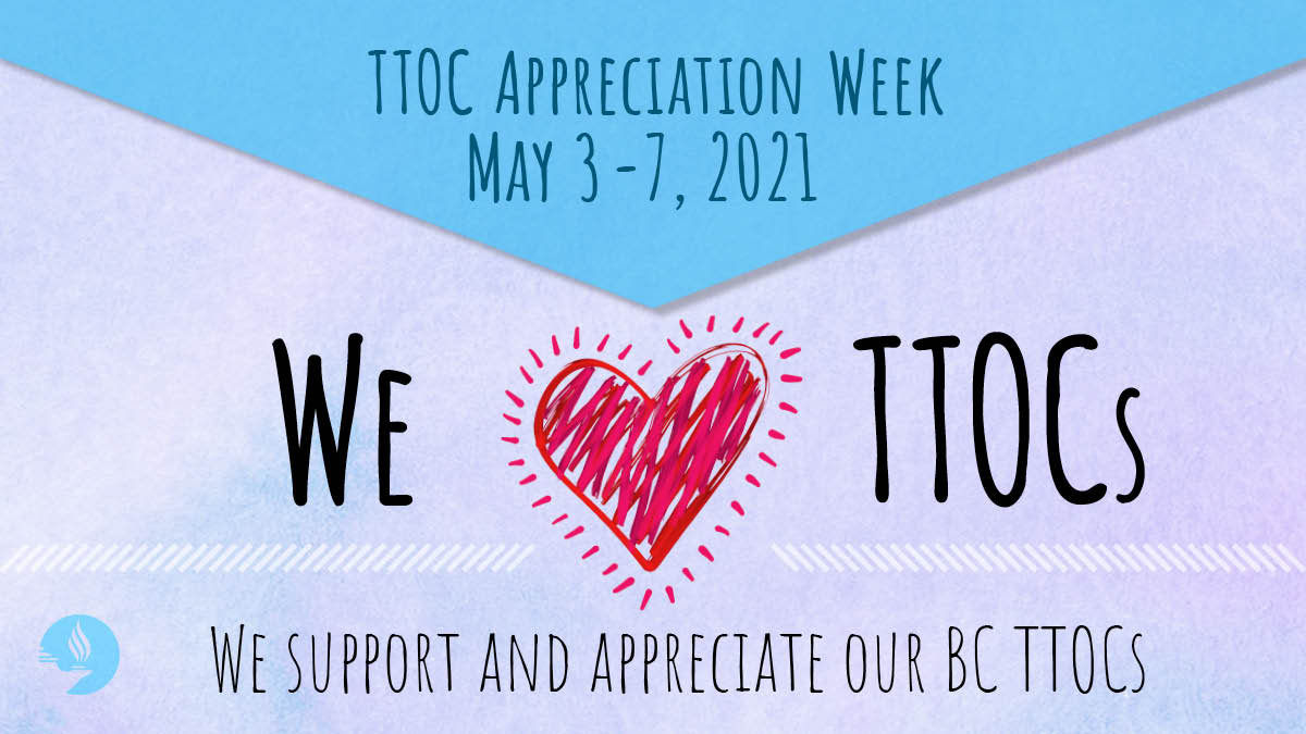 bctf's tweet photo. This year, from May 3–7, we celebrate Teachers Teaching on Call (TTOC) Appreciation Week.

We thank you for your commitment to supporting #bced student learning even under the most challenging circumstances. https://t.co/JeCMnIzWfu