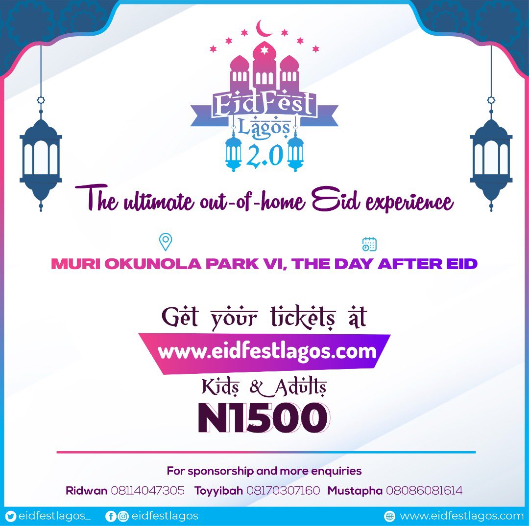 Uživatel Lagos na Twitteru: „GUESS WHO IS BACK? FEST!!! We're excited to announce you you can now get tickets for Eid fest!! Eid fest is THE ultimate Eid