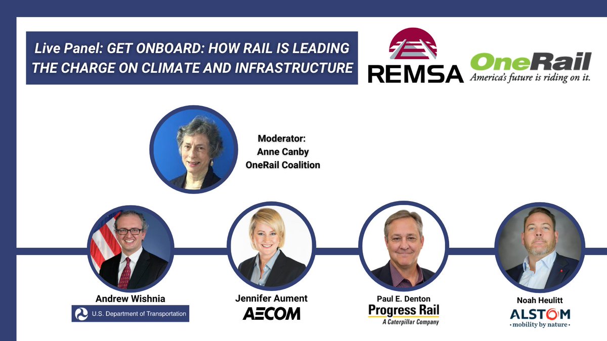 ASLRRA's tweet image. DON&apos;T MISS @OneRailUSA and @REMSAOfficial’s live May 13 online panel discussion! Get Onboard: How Rail is Leading the Charge on #Climate and #Infrastructure, with speakers from @USDOT @Progress_Rail @AECOM &amp;amp; @Alstom - Sign up: bit.ly/3vGDFKX #InfrastructureWeek2021