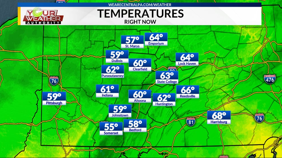 wx_MikeDoyle's tweet photo. The dewpoint temperatures are high today and that will make this afternoon feel muggy. Some relief will move in on Thursday. Full forecast here: https://t.co/6ueM8wPJIk #wtaj #pawx https://t.co/Cz9iFBIadJ