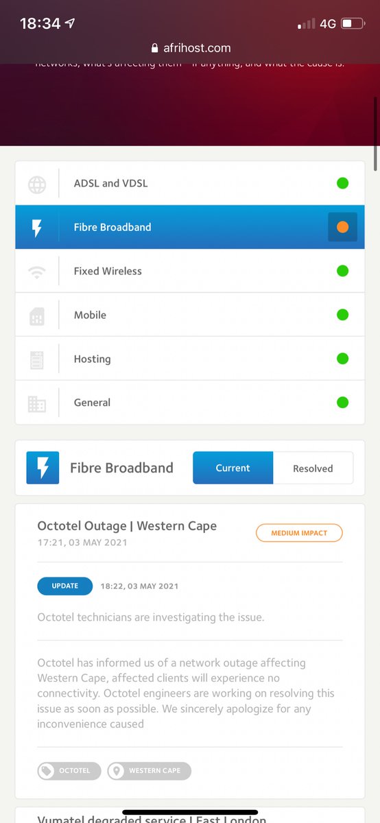 brandonbester's tweet photo. @Afrihost “no connectivity” but “medium impact”? 😂😂😂 https://t.co/QeoK50ElBV
