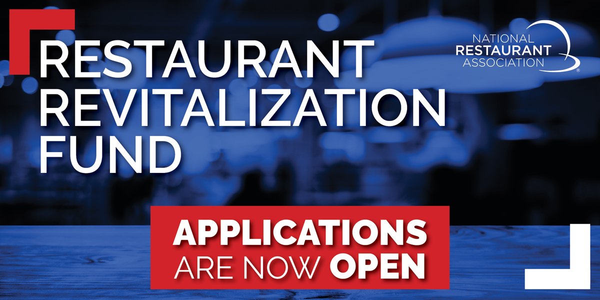 🚨 BREAKING: The application period for the #RestaurantRevitalizationFund has now begun! The online application will remain open to any eligible establishment until all funds are exhausted.

Here's where you can apply if registered: restaurants.sba.gov