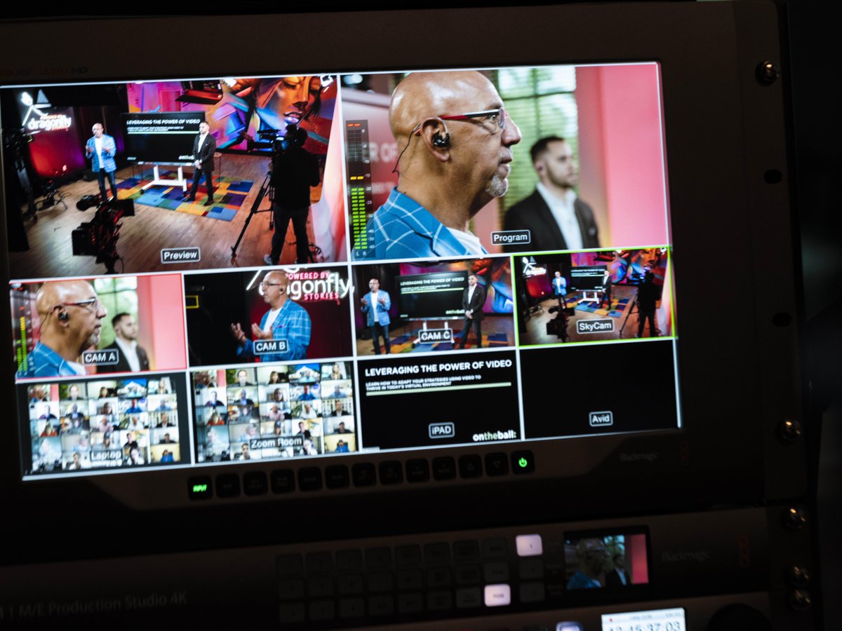 Ever wonder how live broadcast TV works so seamlessly? You’re looking at it. Our BlackMagic Switcher allows our team to edit a #production LIVE. In this case, 100 attendees on a zoom meeting enjoyed a 2-hour 4-camera broadcast that never felt stagnant. dragonflystories.tv