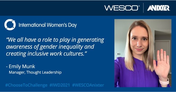 At #WESCOAnixter, we believe our people are our greatest asset. By choosing to challenge gender inequality, we’re committed to creating inclusive workplaces that foster teamwork and drive innovation. How do you #ChoosetoChallenge? wescodi.st/3dVX7NT