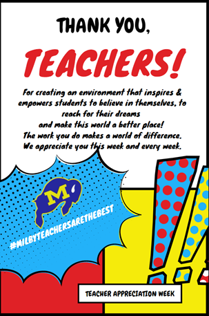 We appreciate our #Milby teachers not just this week but everyday! There are no words to thank you for everything you do especially this year! #TeacherAppreciationWeek  #ThankHISDTeachers