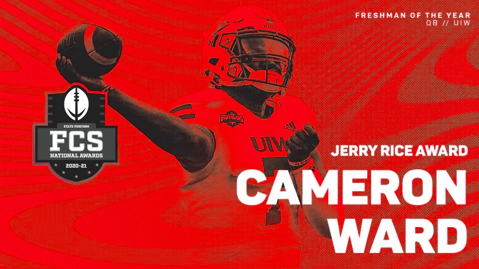 UIWFootball's tweet photo. Congrats to @Cameron7Ward on being named the 𝗝𝗘𝗥𝗥𝗬 𝗥𝗜𝗖𝗘 𝗔𝗪𝗔𝗥𝗗 𝗪𝗜𝗡𝗡𝗘𝗥!🏈
 
Full release: https://t.co/ET0NGhyCBJ

#TheWord https://t.co/OnUGmSIASj