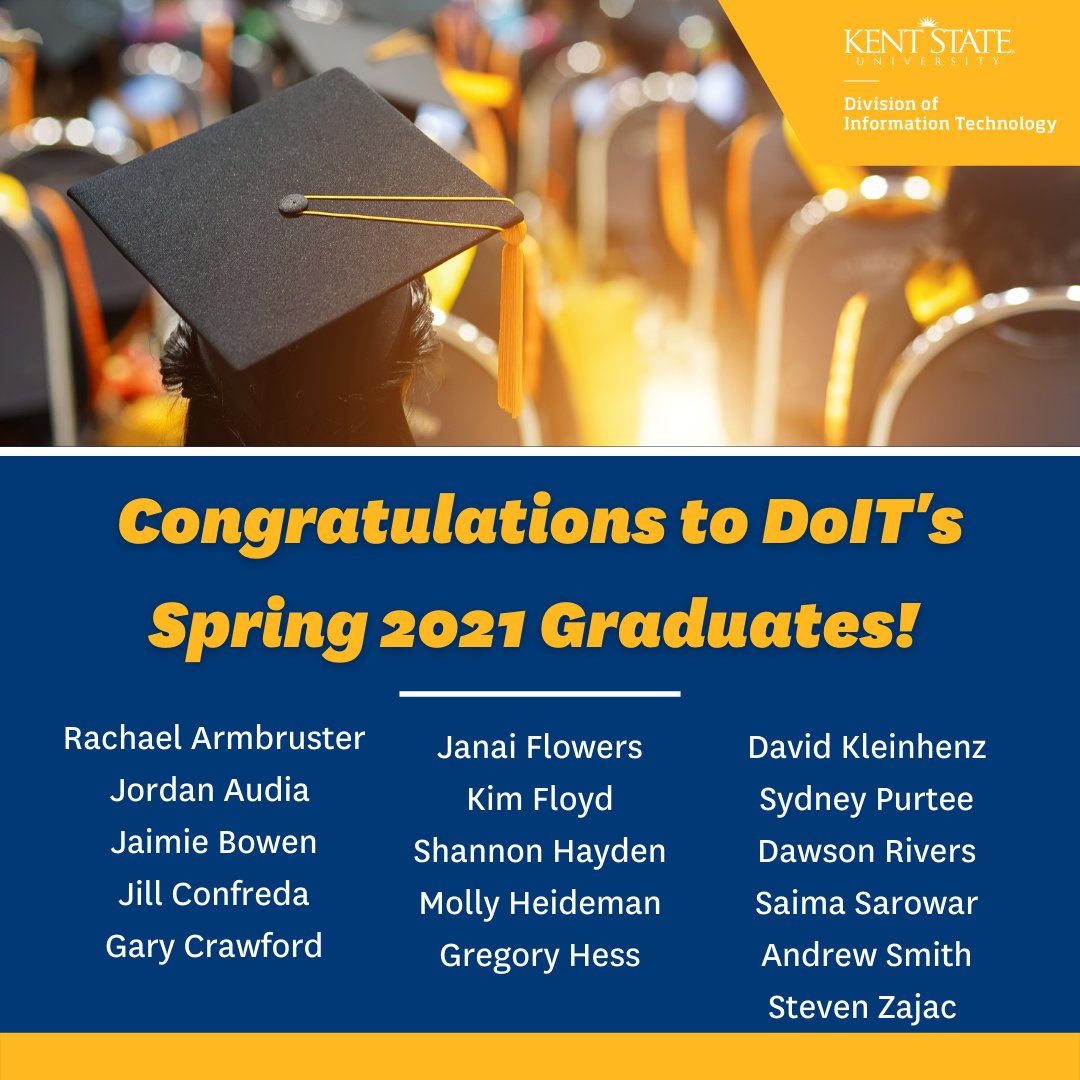 Congratulations and good luck to our students from the Division of Information Technology graduating this semester! #HappyGraduation #StudentsFirst #StudentsMakeITEaaSy #KentState