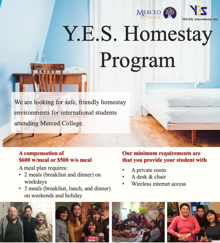 YesMerced's tweet image. We are looking for host families!
Please feel free to send us DMs or emails if you are interested.
Email: yes.program@mccd.edu 
mccd.edu/resources/mcel…

#homestay #Merced #internationalstudents #mercedcollege #cityofmerced
