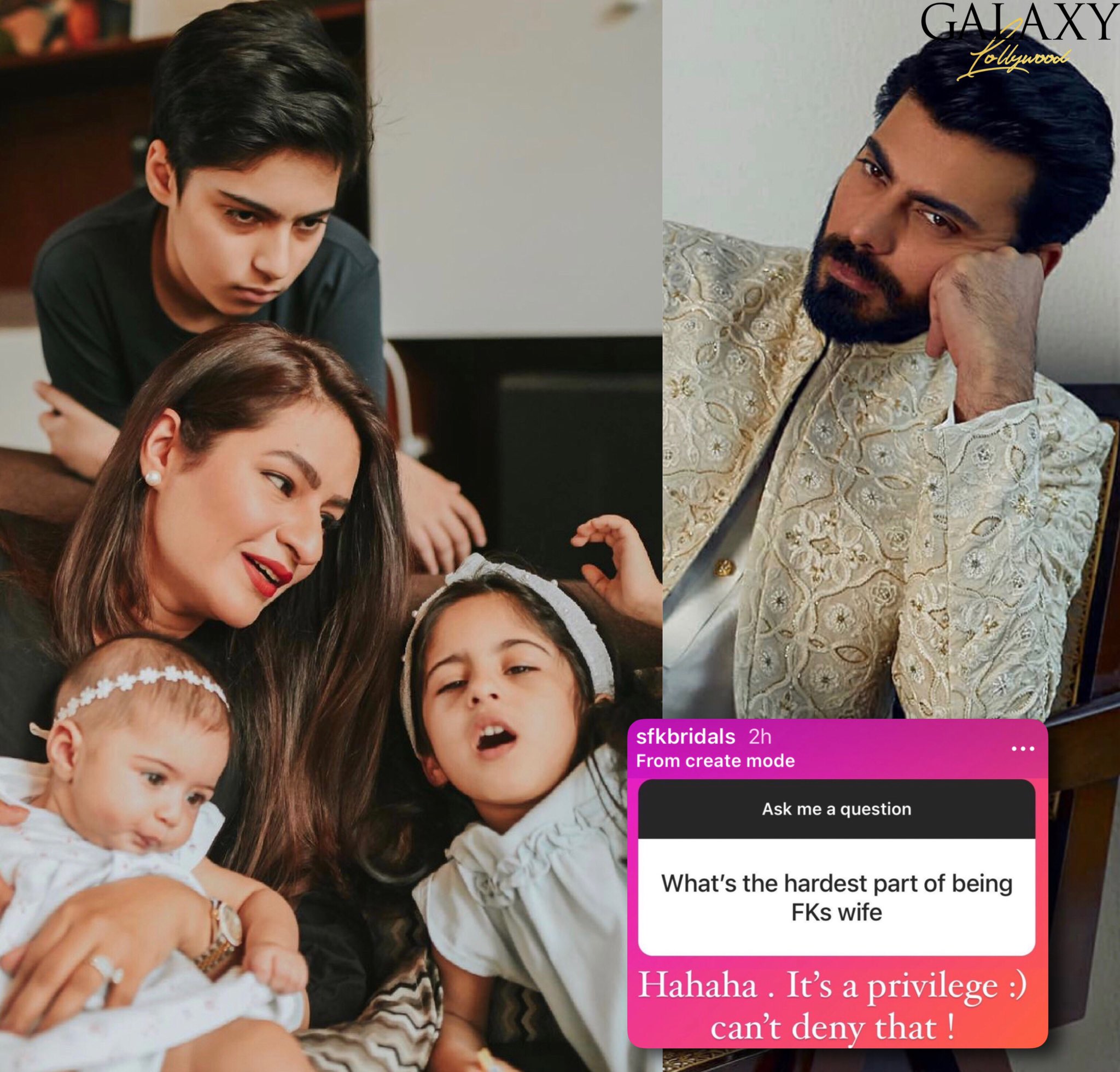 Twitter 上的 Galaxy Lollywood D Aww Sadaf Fawad Khan Says It S A Privilege To Be Fawad Khan S Wife And How Adorable Is This Picture With Her Three Beautiful Kids P S We Re Loving Baby