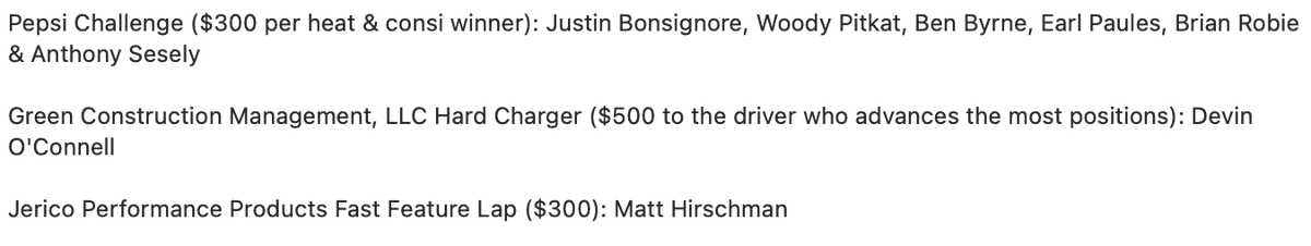 MonacoMods's tweet photo. Check out the contingency award winners from Saturday's Wonder Casino 100 at @monadnockspeed!

We look forward to providing these awards at our remaining five races this season &amp; thank the sponsors for supporting #TriTrack2021 drivers!

@JericoPerform 
@pepsi https://t.co/HCw16wGNE4