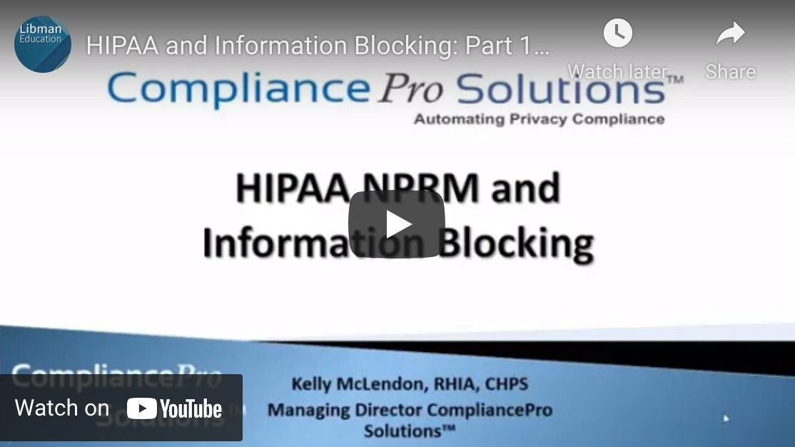 Watch my 3-part series explaining what you need to know about HIPAA and Information Blocking buff.ly/2ReIIDD buff.ly/2RhqcKQ buff.ly/33ab98u