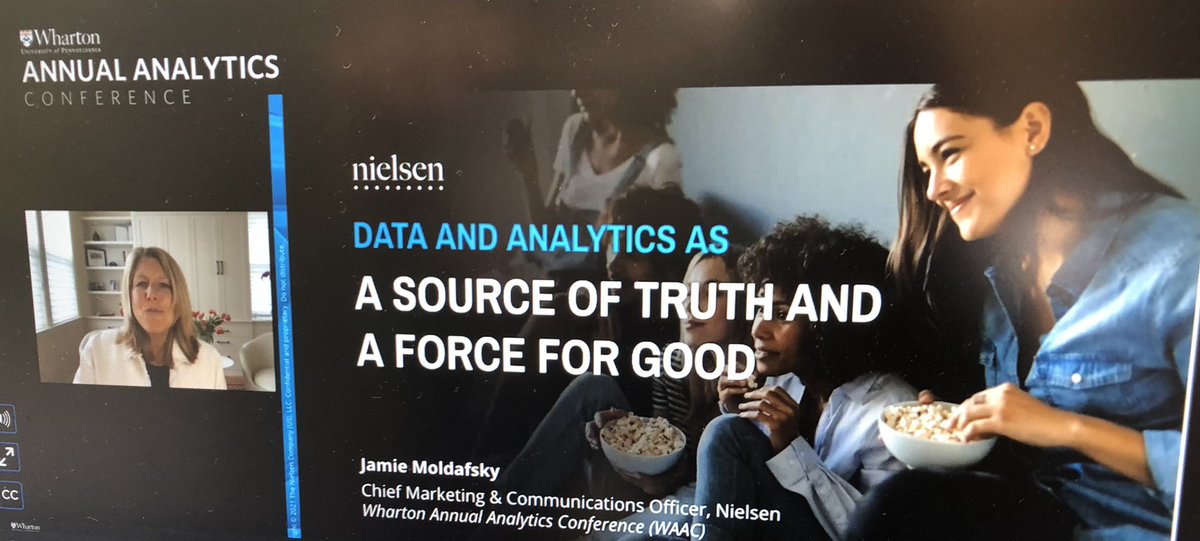 MEGNOLA's tweet photo. Tune in now! @WhartonCA conference opening with #CMO of @nielsen. “Inclusion analytics as a source for positive change.” #data #Analytics #dataforgood #insights https://t.co/Qeqqo3aHOZ