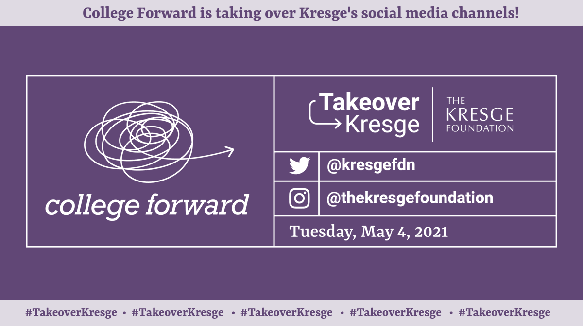 Join us tomorrow for #TakeoverTuesday as we continue to highlight #CollegeSigningDay. We'll be handing over our Twitter &amp; Instagram feeds to <a href="/kresgedu/">Kresge Education</a> partner @collegeforward for #TakeoverKresge. Follow along as we celebrate grads &amp; their upcoming college plans. #BetterMakeRoom