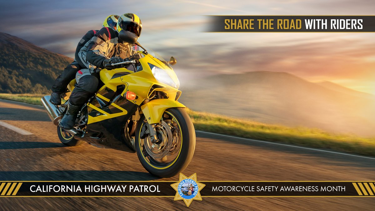 May is #MotorcycleSafetyAwarenessMonth and the Golden State is home to more than 1.4 million licensed riders.  To help keep California's roadways safe, the CHP encourages safe riding and driving practices by all motorists. #ShareTheRoad